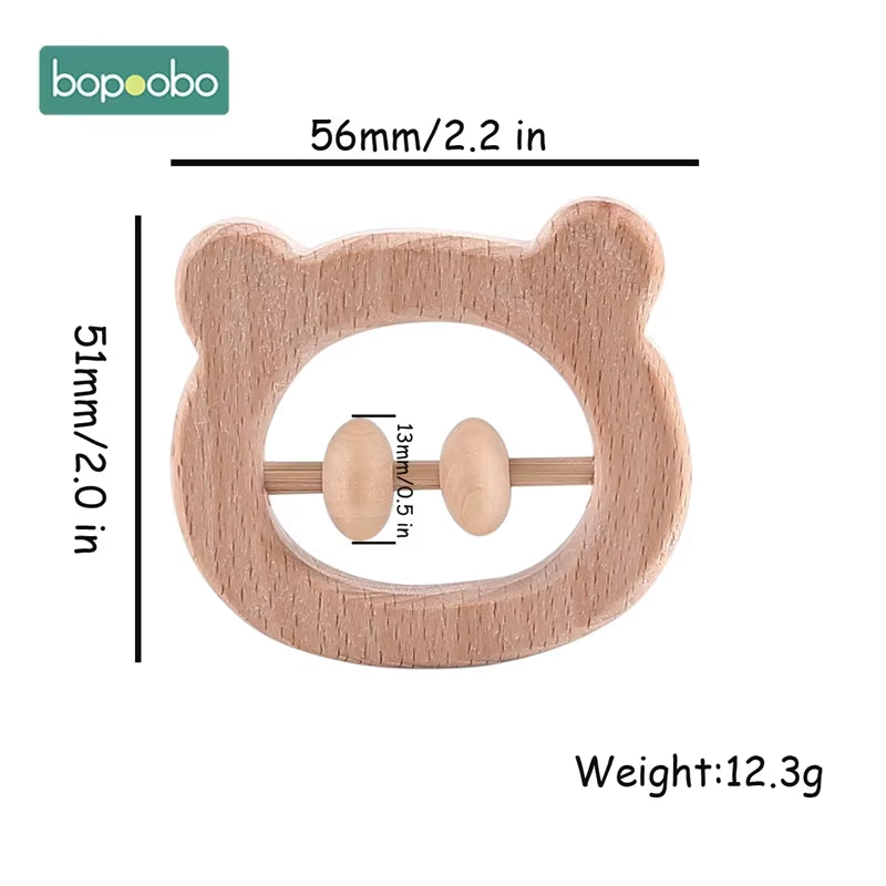5Pc Wooden Baby Rattle Food Grade Material Baby Toy Wood Ring Baby Teether Crib Mobile Toddler Toys Baby Rattle for Baby