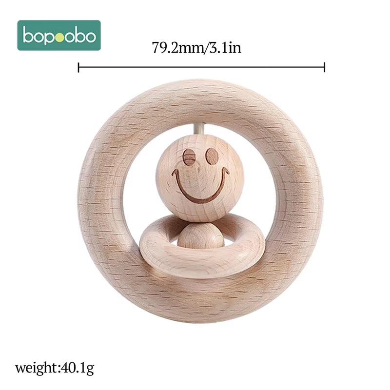5Pc Wooden Baby Rattle Food Grade Material Baby Toy Wood Ring Baby Teether Crib Mobile Toddler Toys Baby Rattle for Baby
