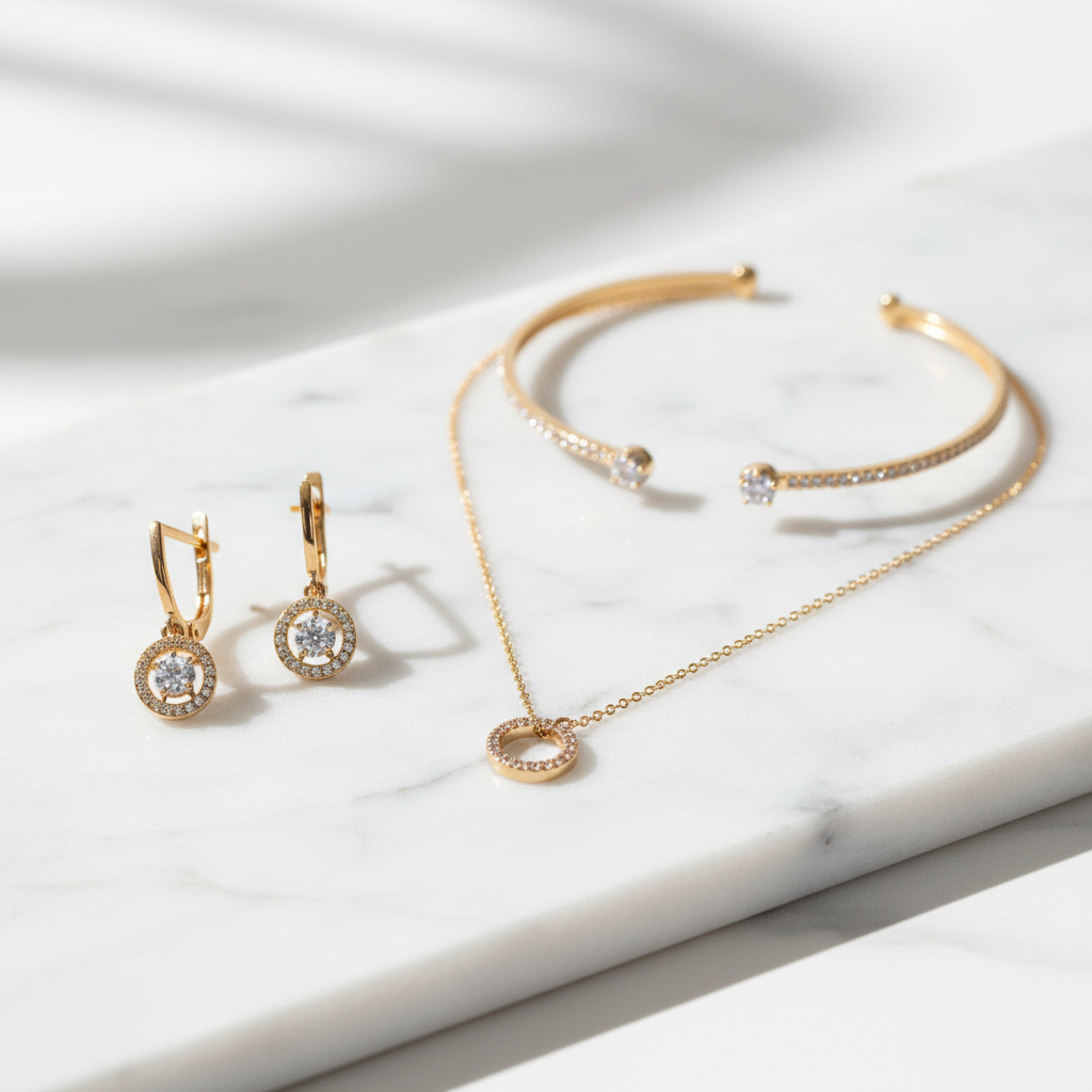 Elegant 3-Piece Jewelry Set - Necklace, Earrings & Bracelet