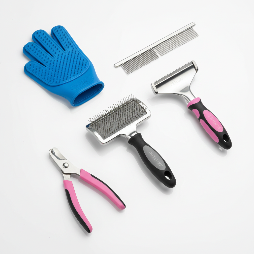 Individual grooming tools displayed